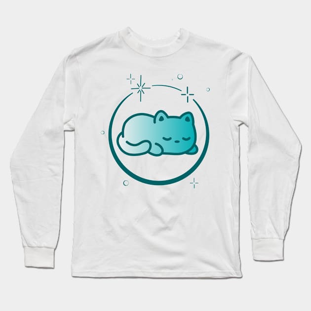 Cute Cat Kitten Kitty in Space Galaxy Long Sleeve T-Shirt by Cute Cat Designs